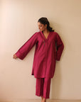 Khushboo & Pankaj Rosewood Raw Edge Co-ord Set