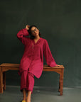 Khushboo & Pankaj Rosewood Raw Edge Co-ord Set