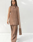 Coffee solid Farshi Salwar Set
