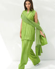 Parrot Green solid Farshi Salwar Set
