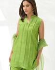 Parrot Green solid Farshi Salwar Set