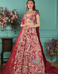 Red Lehenga With Elephant Elements
