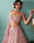 Lilac Lehenga With Seven Vows Elements