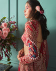 Red Lehenga With Peacock Elements