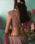 Rust/Rose Lehenga With French Chateau Elements