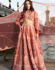 Red Puff- Sleeve Lehenga Set