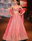 Coral shimmer lehenga set