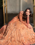 OraNge Pre draped saree