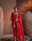 Red Hand Embroidered Kurta Set
