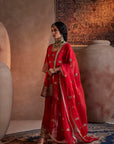 Red Hand Embroidered Kurta Set