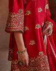 Red Hand Embroidered Kurta Set