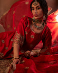 Red Hand Embroidered Kurta Set