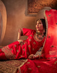Red Hand Embroidered Kurta Set
