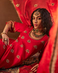 Red Hand Embroidered Kurta Set