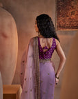 Purple Hand Embroidered Organza Saree