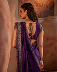 Purple Hand Embroidered Silk Saree