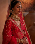 Red Hand Embroidered Lehenga Set
