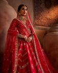 Red Hand Embroidered Lehenga Set