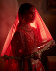 Red Hand Embroidered Lehenga Set