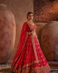 Red Hand Embroidered Lehenga Set