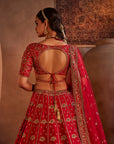 Red Hand Embroidered Lehenga Set