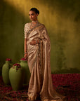 Pink Hand Embroidered Organza Tissue Saree