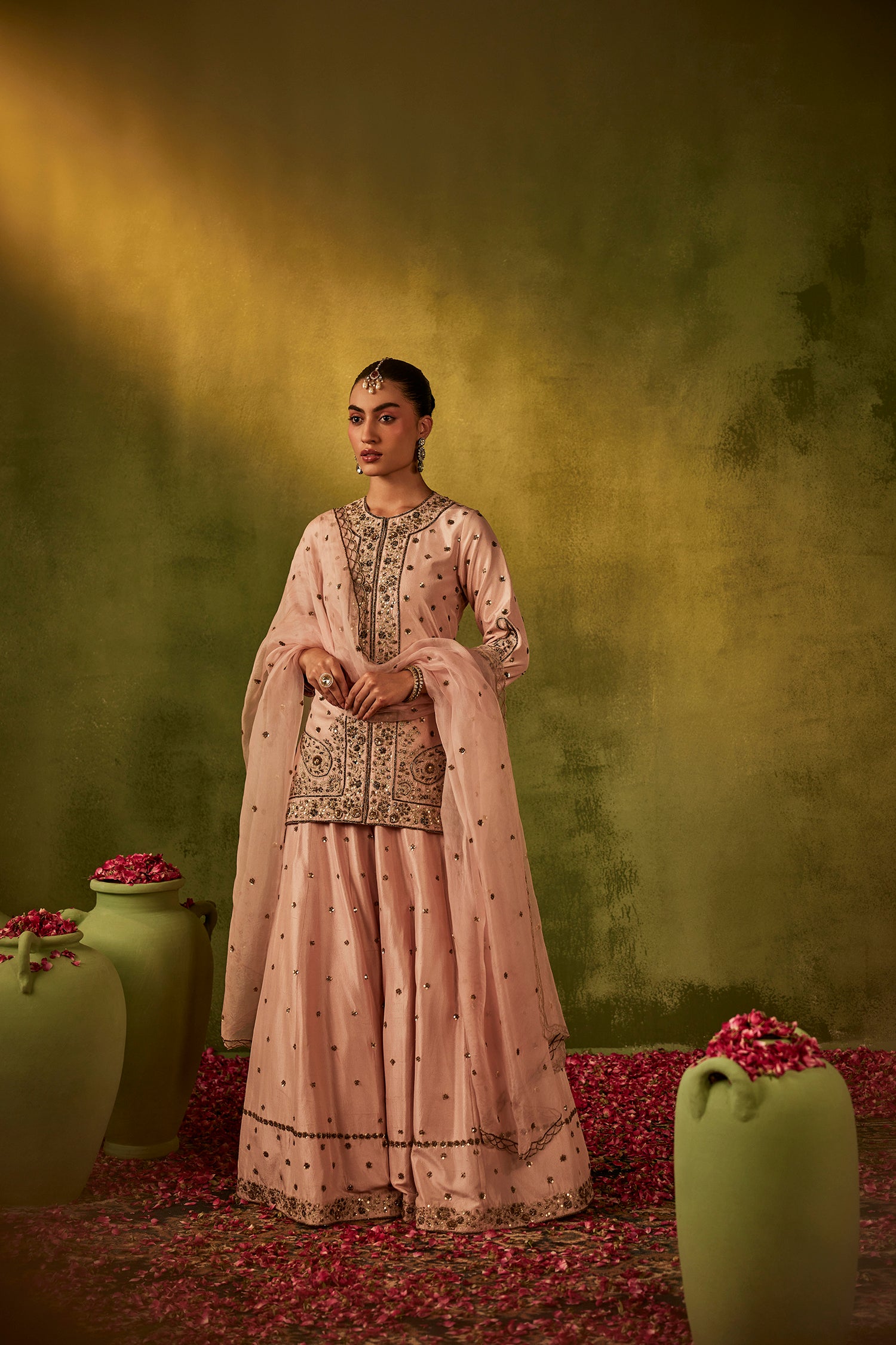 Pink Hand Embroidered Sharara Set