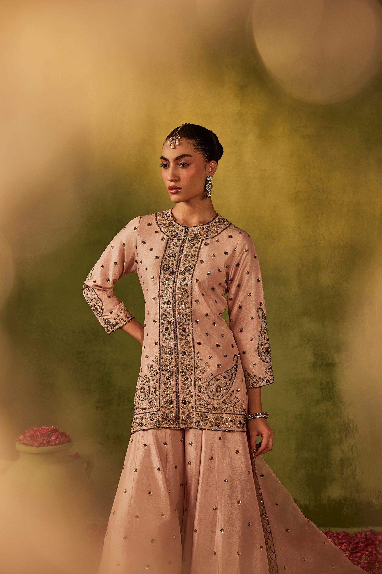 Pink Hand Embroidered Sharara Set