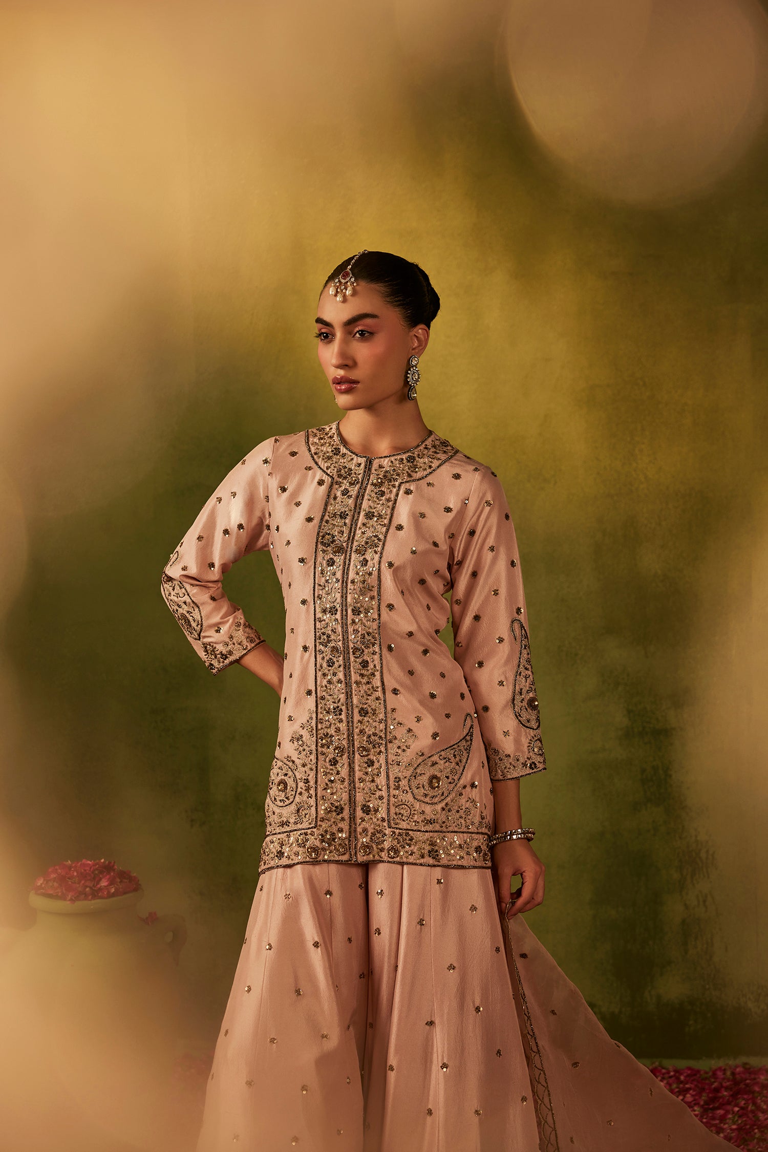 Pink Hand Embroidered Sharara Set