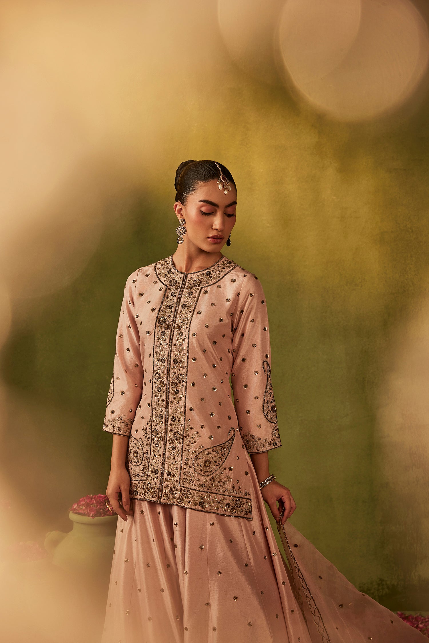 Pink Hand Embroidered Sharara Set