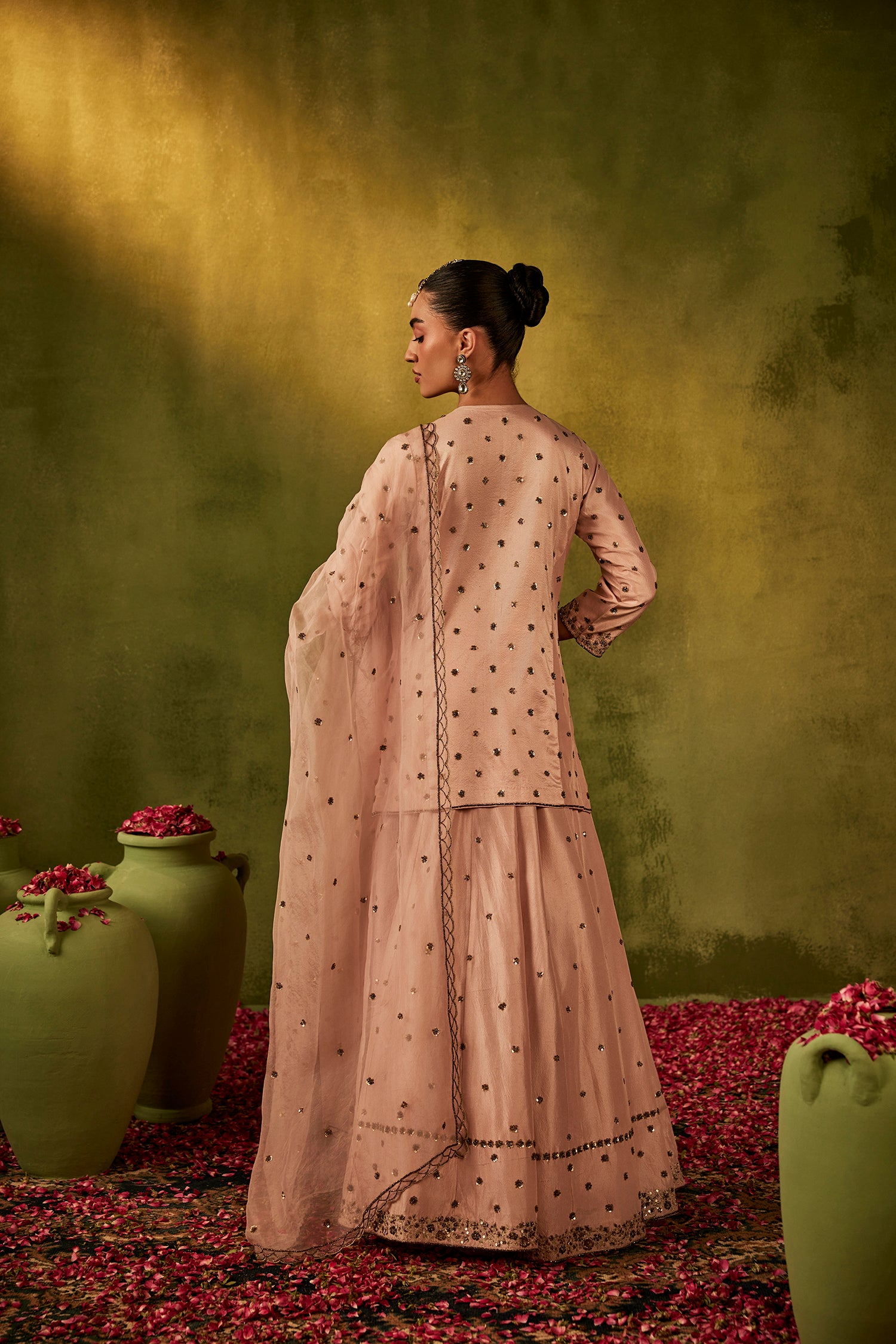 Pink Hand Embroidered Sharara Set