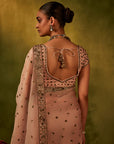 Pink Hand Embroidered Organza Saree