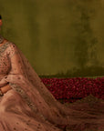 Pink Hand Embroidered Organza Saree