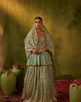 Teal Hand Embroidered Lehenga Set
