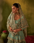 Teal Hand Embroidered Lehenga Set