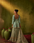 Teal Hand Embroidered Lehenga Set