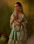 Teal Hand Embroidered Lehenga Set