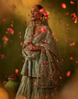Teal Hand Embroidered Lehenga Set