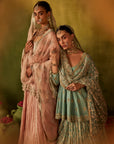 Teal Hand Embroidered Lehenga Set