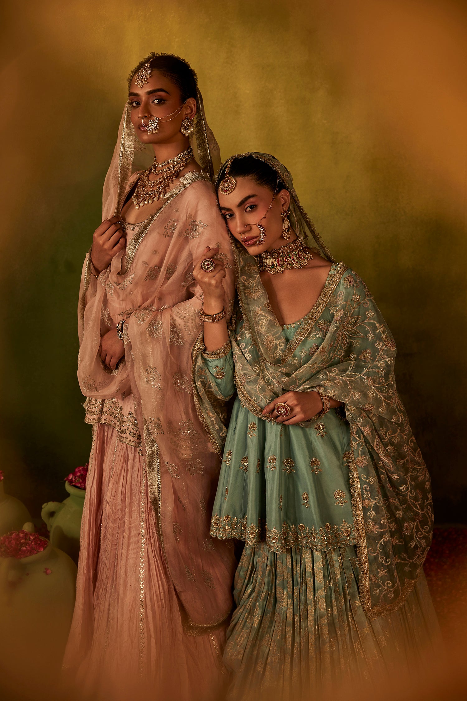 Teal Hand Embroidered Lehenga Set