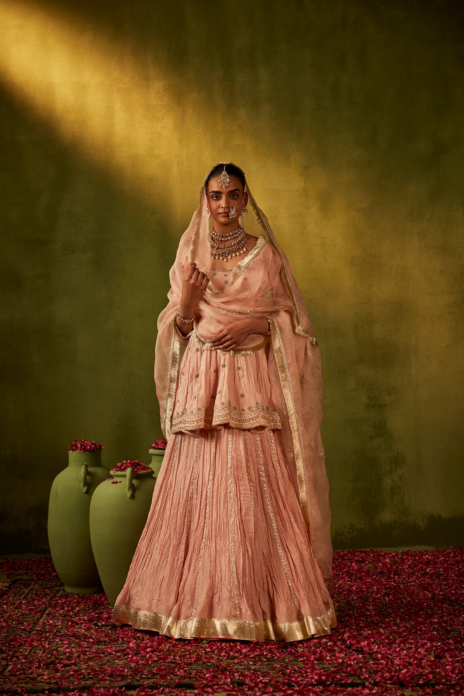 Pink Hand Embroidered Lehenga Set