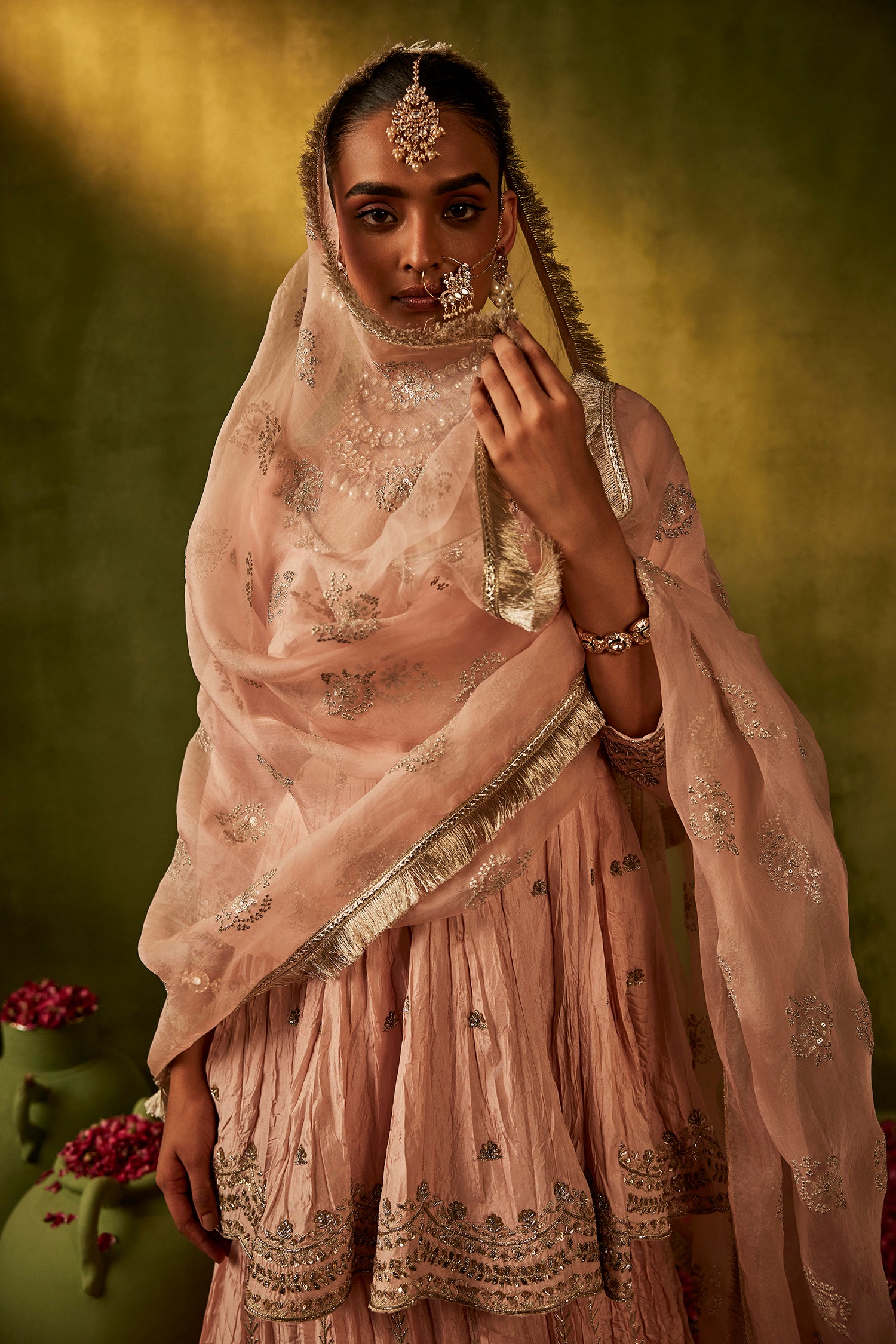 Pink Hand Embroidered Lehenga Set