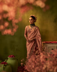 Pink Hand Embroidered Silk Saree
