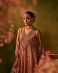 Peach and Teal Hand Embroidered Kurta Set
