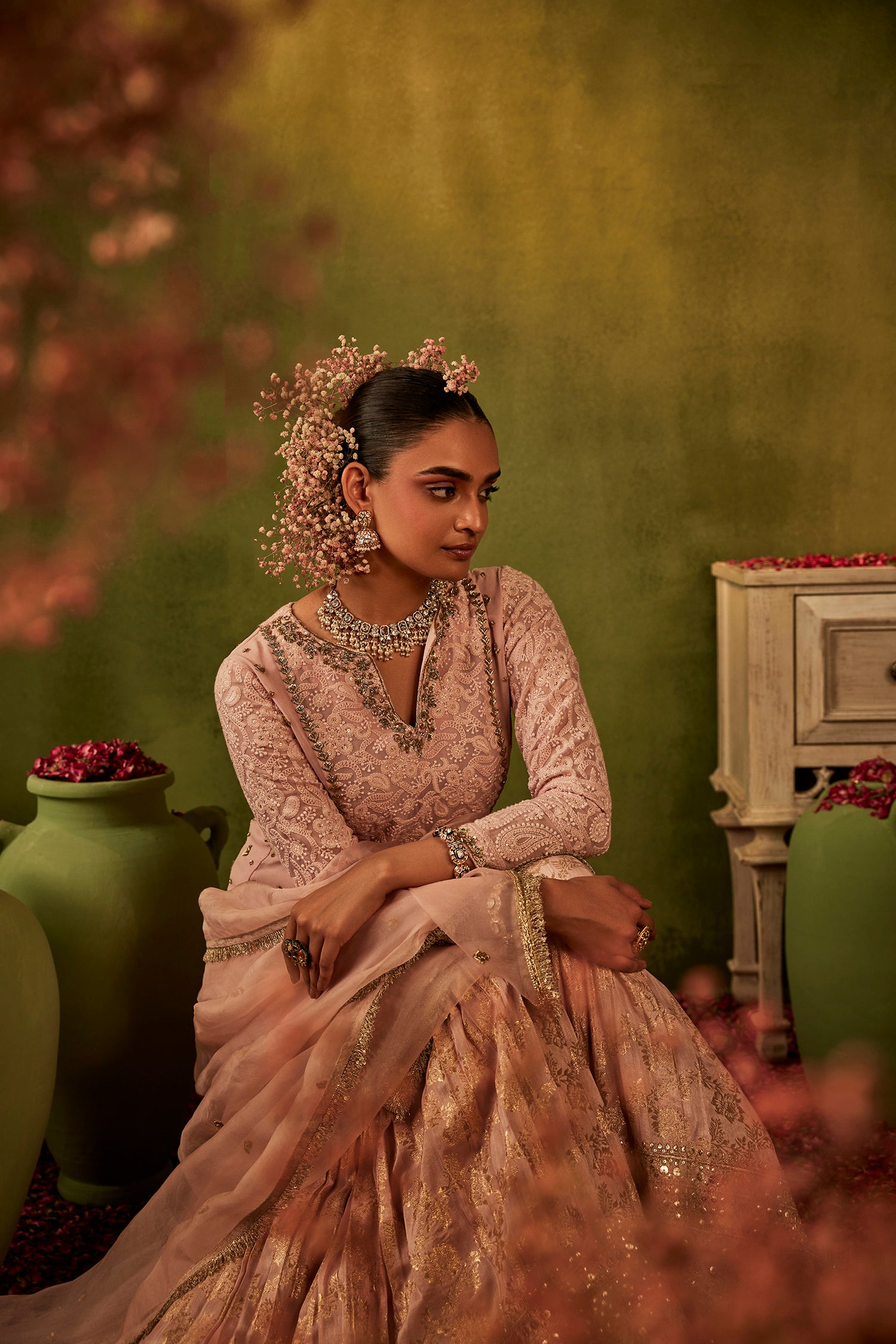 Pink Hand Embroidered Sharara Set