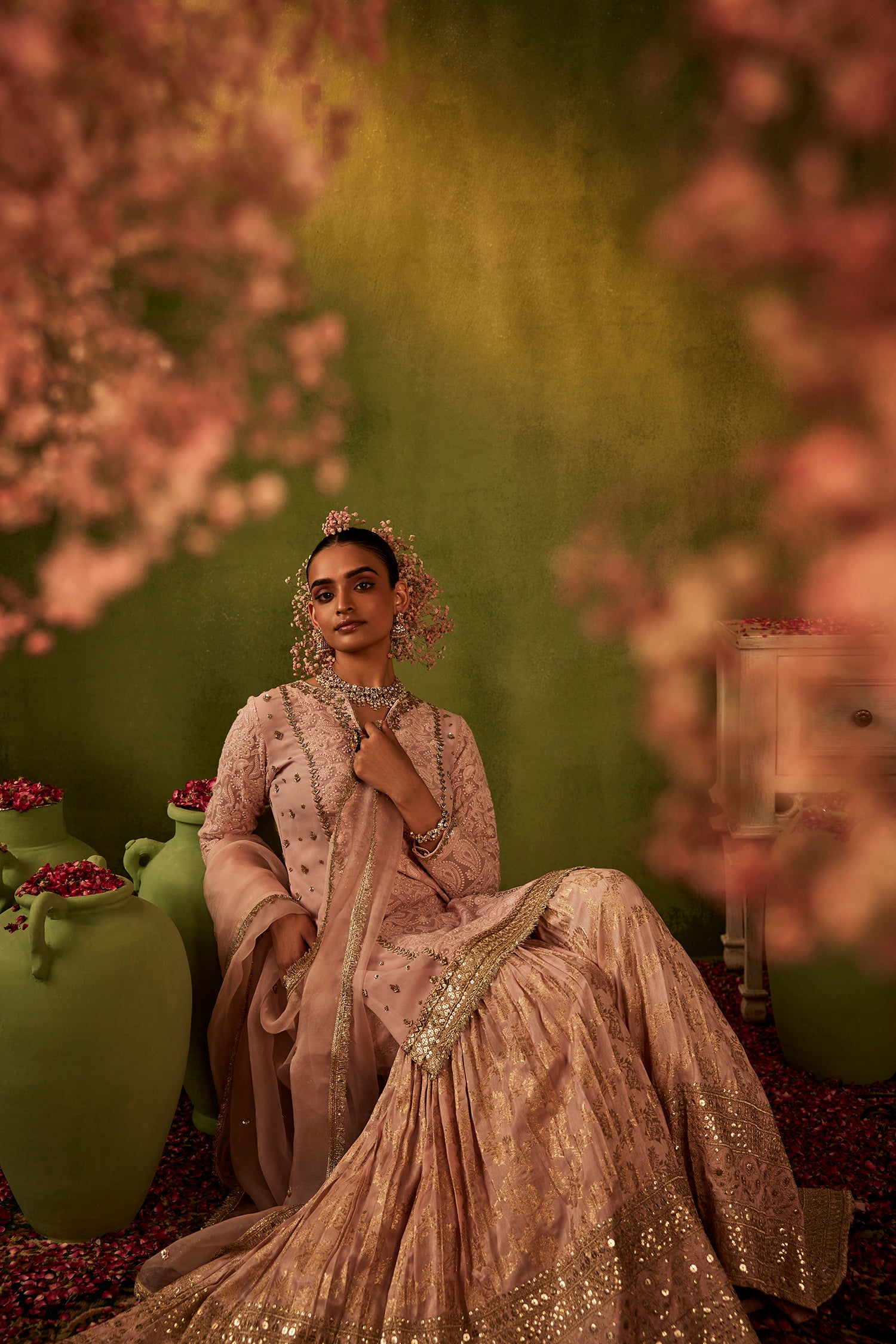 Pink Hand Embroidered Sharara Set