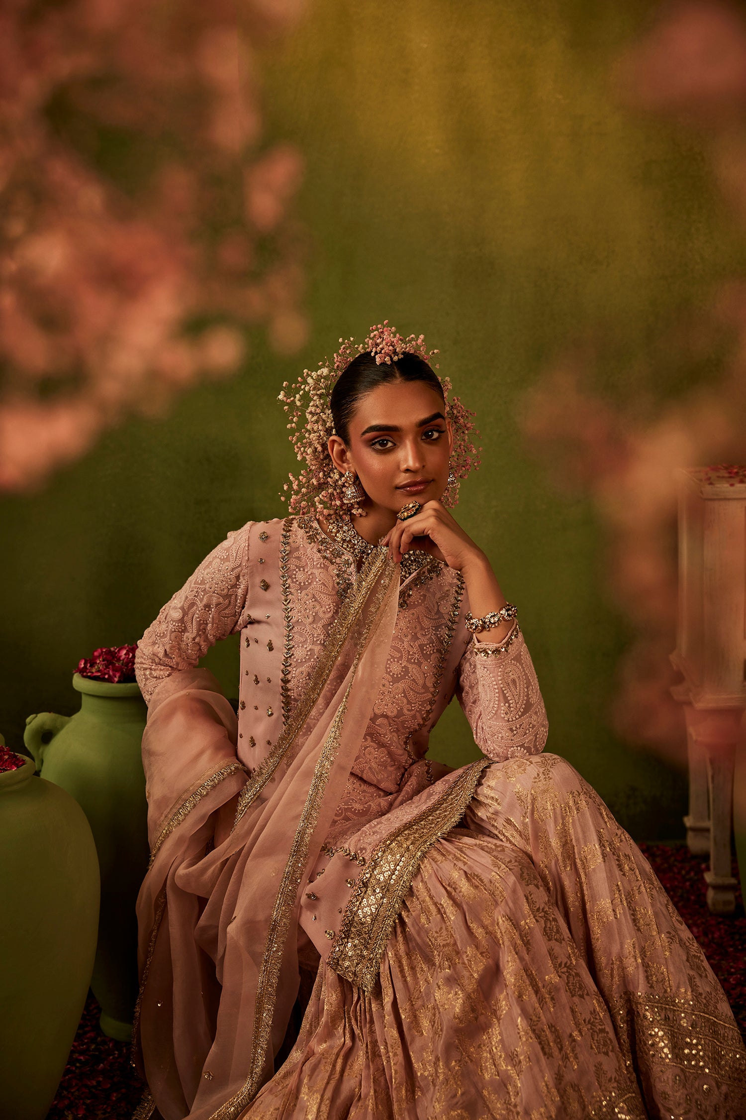 Pink Hand Embroidered Sharara Set