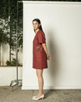 PLUNGE-NECK SHIFT DRESS