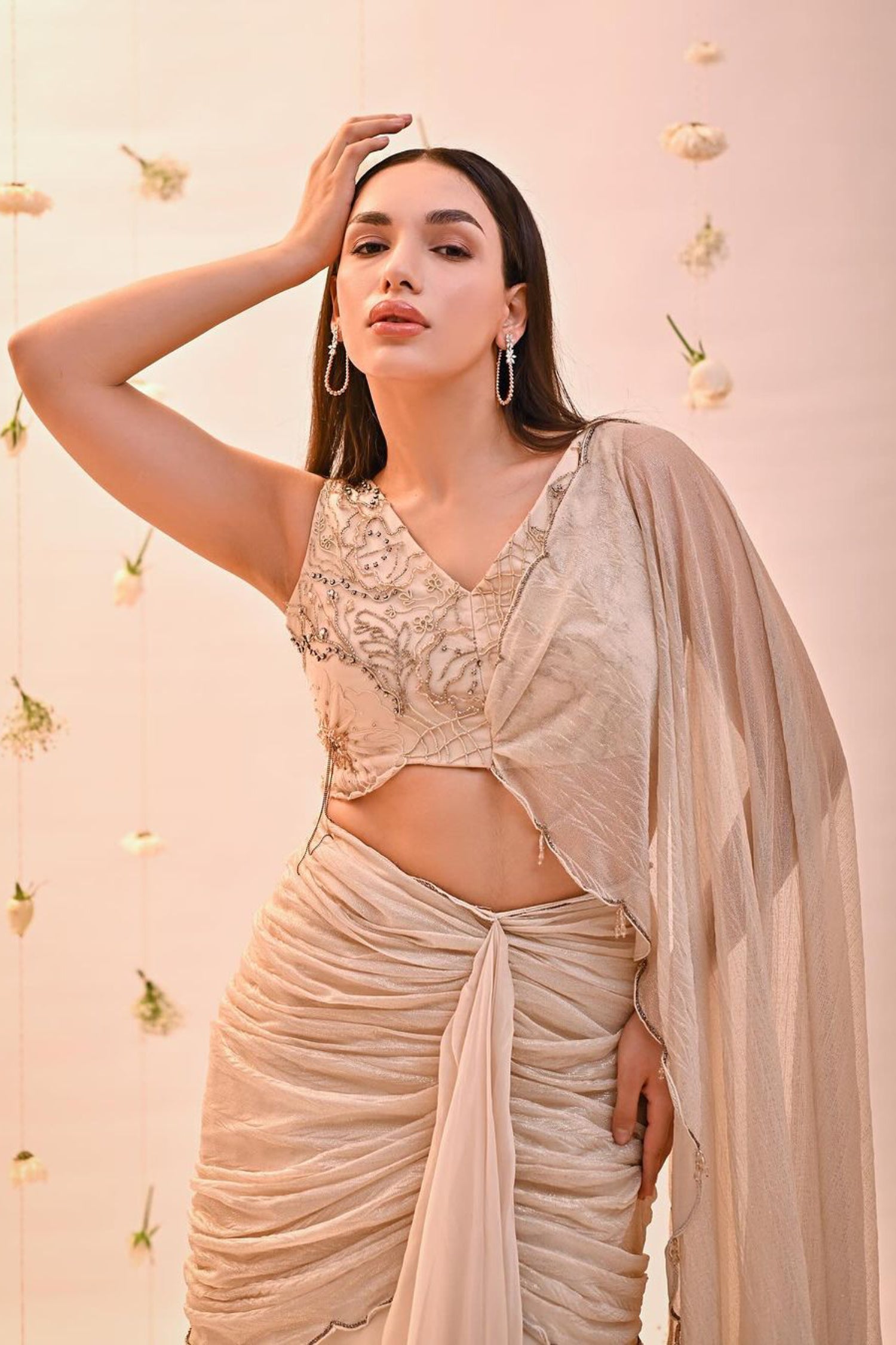 Ivory Drape Saree
