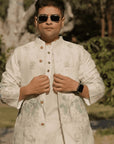 Chanderi Silk Men Kurta Set - Off White